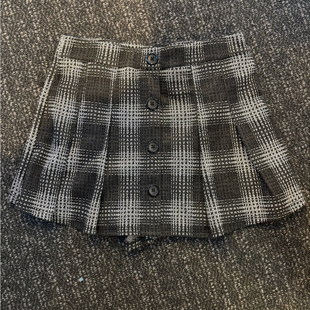 Plaid Button-Up Mini Skirt